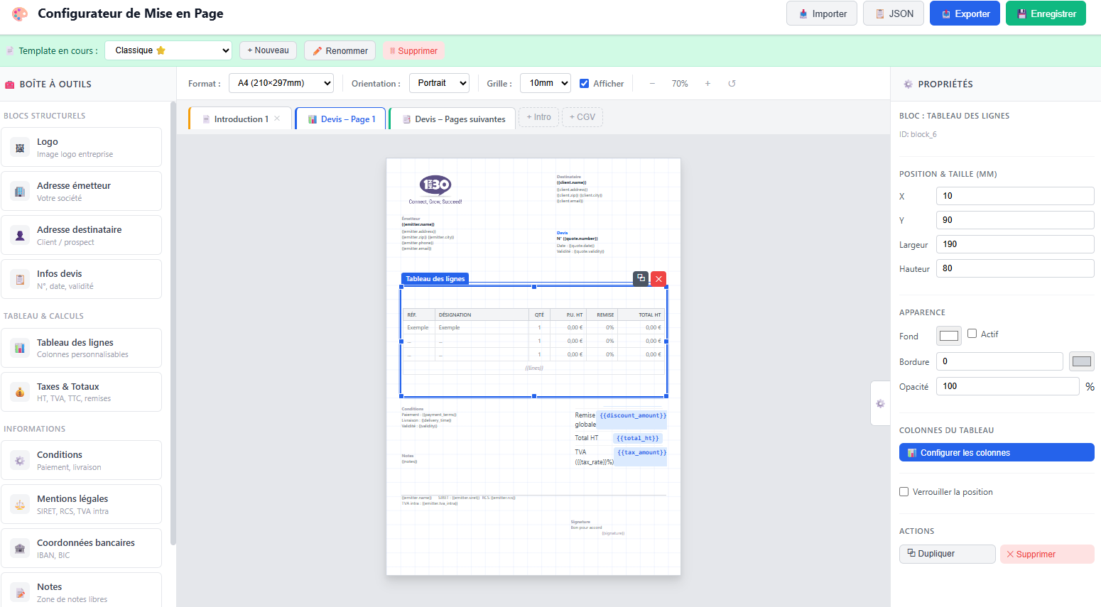 EZQuote — Éditeur de devis